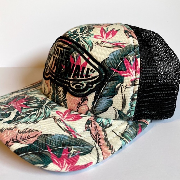 Vans Off The Wall Classic Unisex Snap Back Trucker Hat Hawaiian Tropical Floral - Picture 10 of 11